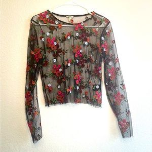 Beautiful back sheer floral top size large from Urban Outfitters.